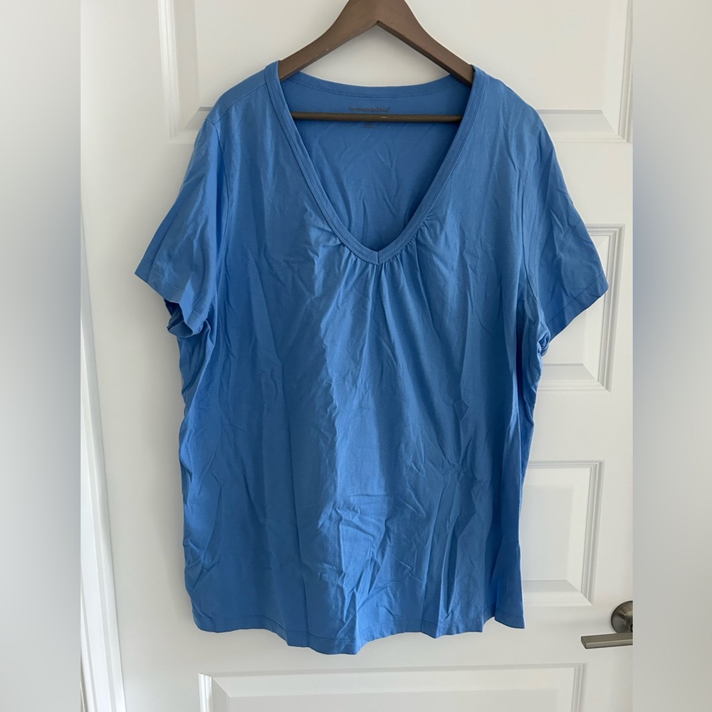 Woman Within V Neck Tee Blue Size 2X 26 /28